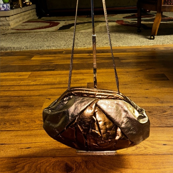 Samir ~ Vintage ~ Small ~ Metallic Gold & Silver ~ Soft Leather ~ Crossbody Bag - Picture 1 of 15